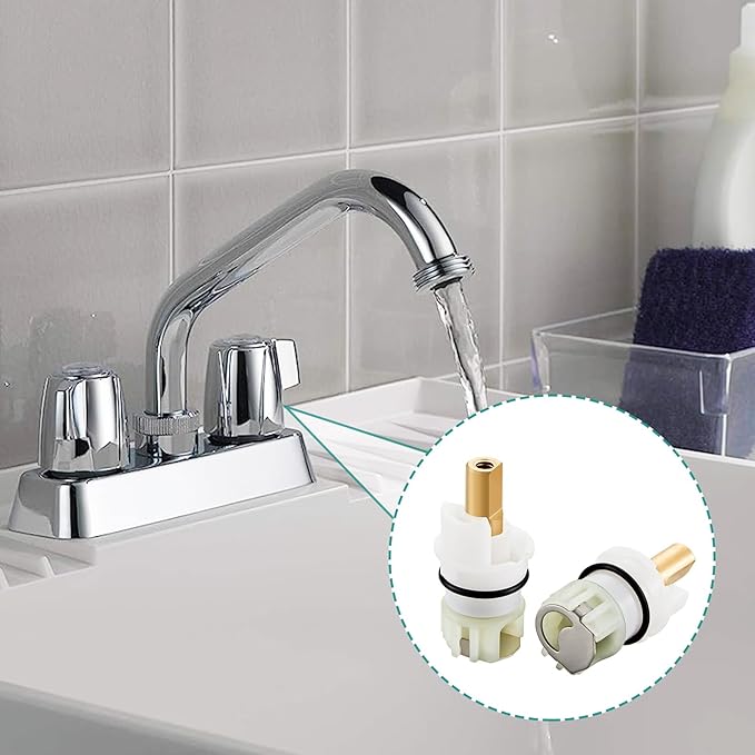 RP25513 faucet stem assembly Replacement Kit for two handle faucet repair kit with RP24096 Cartridge RP4993 Seats Springs RP24097 1/4 Turn stop, 2 Pack