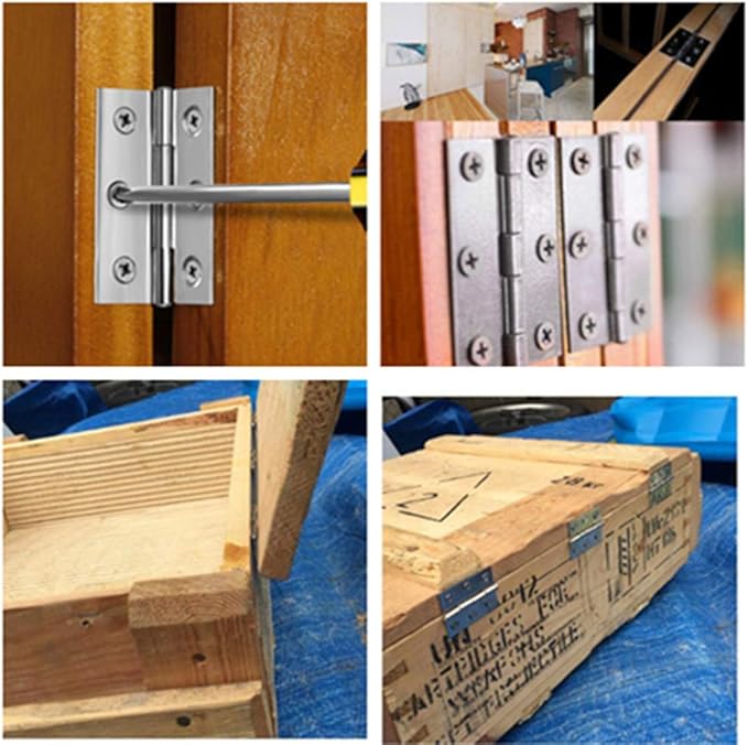 2 inch Stainless Steel Folding Butt Hinges Silver Tone Home Furniture Hardware Closet Cabinet Door Hinge, 10 Pack