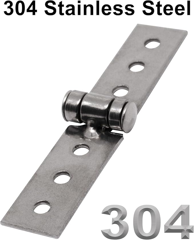 8Pcs 3 inch Silver Folding Butt Hinges Stainless Steel Furniture Door Window Hinges, Small Hinges for Crafts, Frameless Glass Window Hinge 6 Hole Hinge
