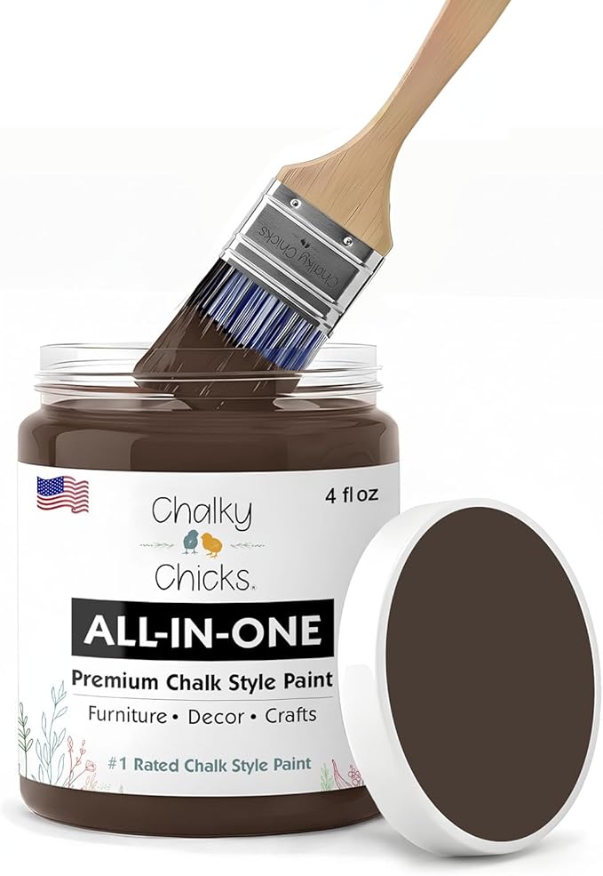 Chalky Chicks 4 Fl Oz Matte Alaskan Brown Bear Chalk Paint for Furniture Without Sanding - No Prep Furniture Paint No Sanding All in One for Crafts, Wood, Cabinet, Walls, Metal, Dresser, Farmhouse