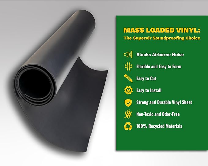 1 LB Mass Loaded Vinyl 4’x15’ (60 SF) – MLV Soundproofing Barrier for Walls, Ceilings, Vehicles – 26 STC Rating – Flexible Noise Blocker Roll – Easy to Cut & Install - Multiple Options