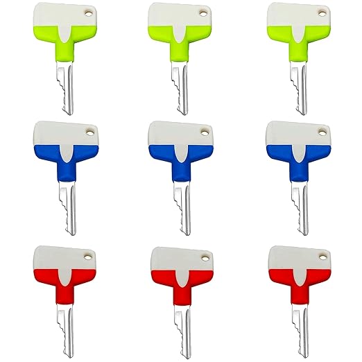 6693241 Ignition Keys, 9 Pack Bobcat D250 Heavy Equipment Key Fits Bobcat Skid Steer Genie JLG Forklift Grove Terex