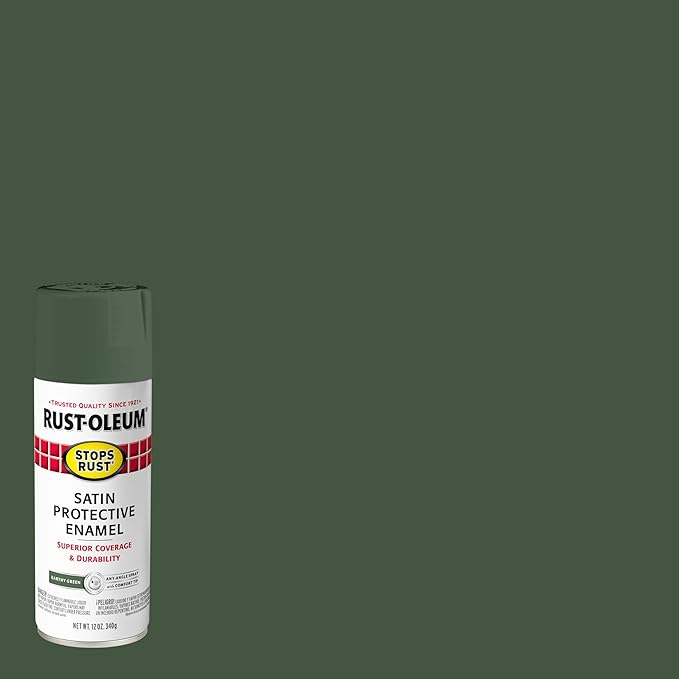 Rust-Oleum 369192-6PK Stops Rust Spray Paint, 12 oz, Satin Earthy Green, 6 Pack