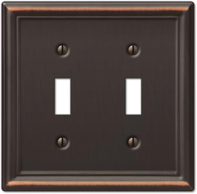 Amerelle 149TTDB Chelsea Wallplate, 2 Toggle, Steel, Aged Bronze, 1-Pack