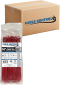 Kable Kontrol Cable Zip Ties, 14 Inch, 6000 Pcs, 50lbs Test, Red | Nylon Plastic, Self Locking, UL Listed, Indoor Use
