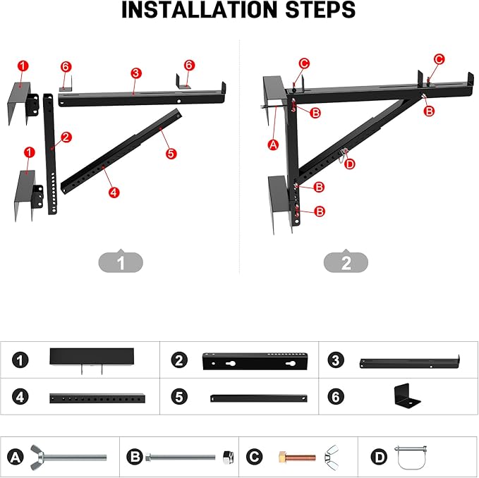 New Upgraded Adjustable Ladder Jacks 2 Pack for Scaffolding Platform, Two-Rung Short Body Extension Ladder Jack Scaffold Bracket, Black Ladder Platform Accessories, Ladder Jack Part for Working Stage