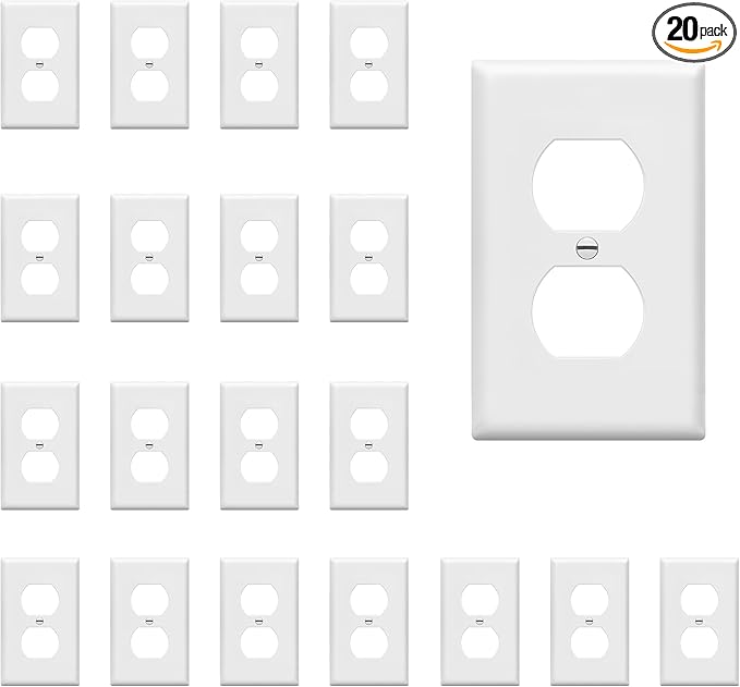 ENERLITES Duplex Wall Plates Kit, Electrical Outlet Covers, Standard Size 1-Gang 4.50" x 2.76", Unbreakable Polycarbonate Thermoplastic, Electric Receptacle Plug Covers, 8821-W-20PCS, White (20 Pack)
