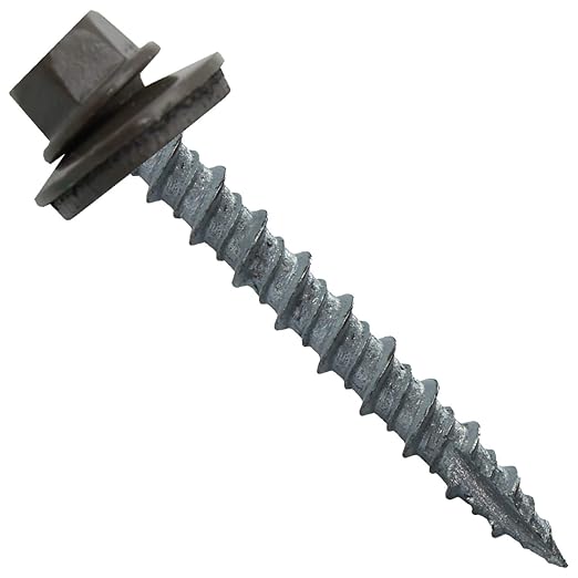 10 x 1-1/2" Antique Bronze Metal Roofing Screws - Hex Washer Head- Self-Starting/Tapping - EPDM Washer. 1 x 250 Count Bag - 250 Screws
