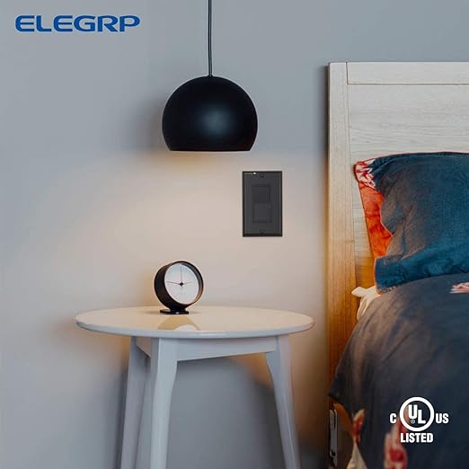 ELEGRP 4 Way Decorative Light Switch, 15Amp, 120-277 Volt, AC Decorator Rocker Paddle Wall Switch Replacement, Self-Grounding, Residential and Commercial Grade, UL Listed (10 Pack, Glossy Black)