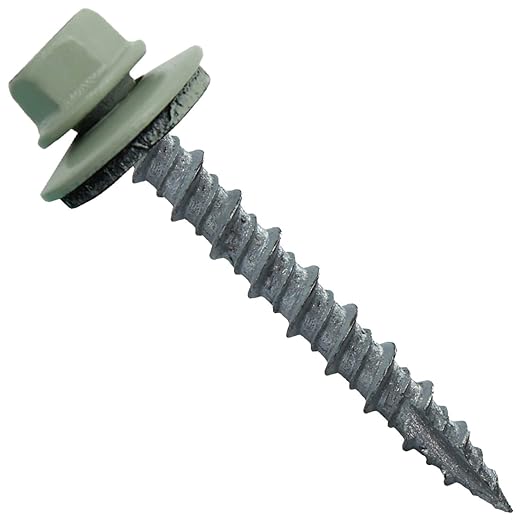 10 x 1-1/2" Patina Green Metal Roofing Screws - Hex Washer Head- Self-Starting/Tapping - EPDM Washer. 1 x 250 Count Bag - 250 Screws