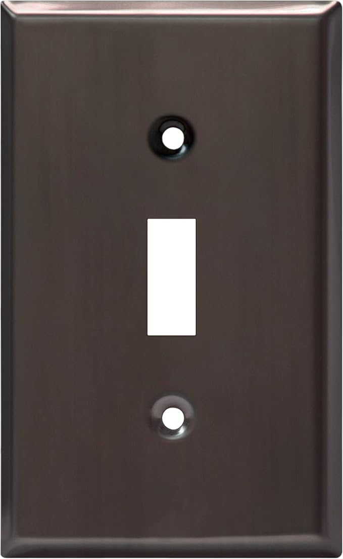 ENERLITES Toggle Light Switch Metal Wall Plate, Stainless Steel Switch Cover, Corrosion Resistant, Mid-Size 1-Gang 4.50" x 2.76", Stainless Steel 201, 7711-BBK, Brushed Black