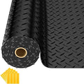 10x20 FT Garage Floor Mat, 2.8mm Thickened PVC Flooring Roll for Under Car, 200 SQFT Diamond Plate Black Garage Mats for Garage, Warehouse, Basement, Gyms, Trailer（Included Tapes）