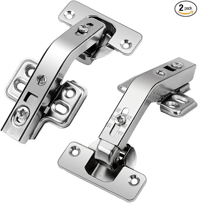 TamBee 135 Degree Lazy Susan Hinge, 48mm Corner Kitchen Cabinet Hinges, Concealed, 3D Adjust for Corner Door, Cupboard Hinges Replacement, Brushed Nickel 2 Pack