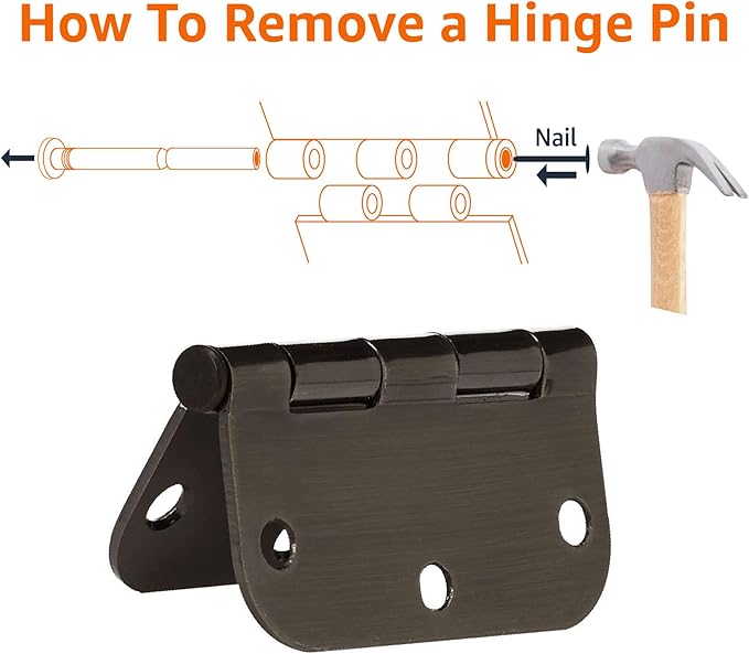 Amazon Basics Rounded 5/8 Radius Interior Door Hinges with Screws, 3.5" x 3.5", Oil Rubbed Bronze, 36-Pack