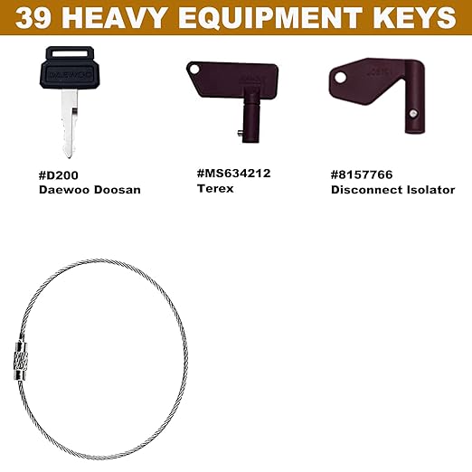 39 Heavy Equipment Keys Master Set, Construction Machine Operator Ignition Key Set for Caterpillar Bobcat JD Case JLG JCB Volvo Hyster Ford New Holland Yanmar Takeuchi Kubota Komatsu Toyota Hitachi