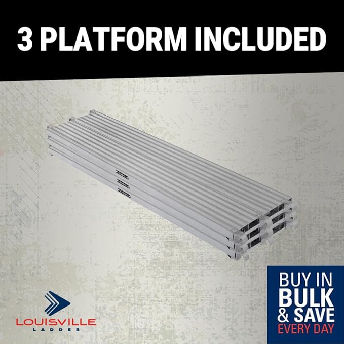 Louisville Ladder 7 ft. x 19 in. (3-Pack) Scaffolding Platform, Aluminum Work Platform and Scaffold Plank, 75 psf-Load Capacity, PD9207-3