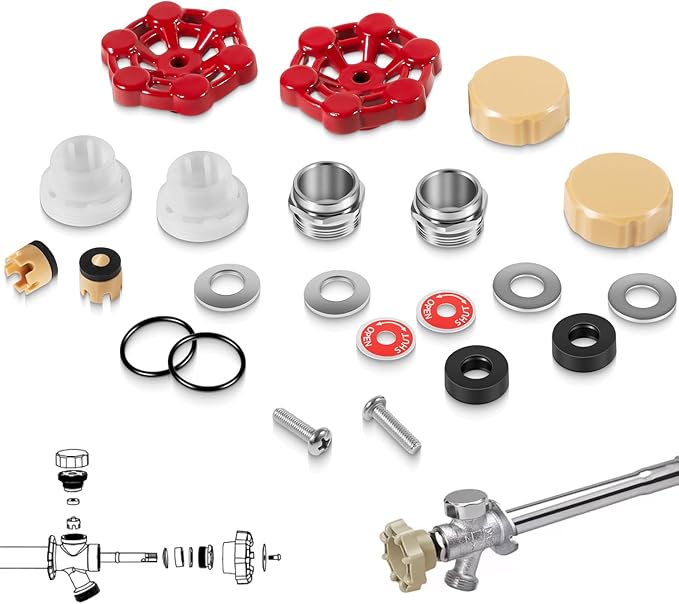 ASSE 1019-A Universal Outdoor Faucet Repair Kit (VACVBKX1B Vacuum Breaker,Metal Handle),Wall Hydrant Complete Repair Kit,Anti-Siphon Frostproof Faucet Valve Hose Faucet Fitting Repair Kit（2Pack）
