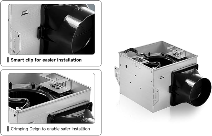 Tech Drive Bathroom Exhaust Fan 80 CFM, 0.8 Sone, 4-Inch Duct,No Attic Access Needed,Super Quiet Ventilation Fan, Easy to Install Ceiling Mounted, White, ETL Certified