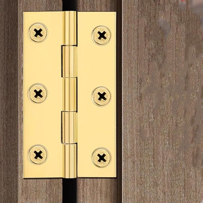 4 Pcs,Solid Brass Butt Hinge,High-end Brass Hinges Door Hinges,Folding Butt Hinges Furniture Cabinet Butt Hinges with Hinge Fixing Screws, Gold, 2.5 Inch