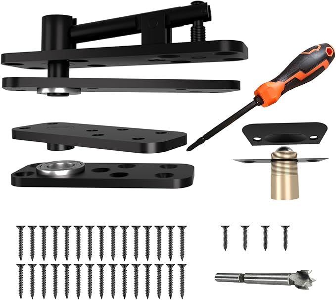 Hidden Door Hinge with Dual Bearing Design - Rotating Silent Invisible Door Hinge Kit for Heavy Duty Secret Door, Perfect for DIY Carpenters & Door Bookcase 580lbs Load-Bearing
