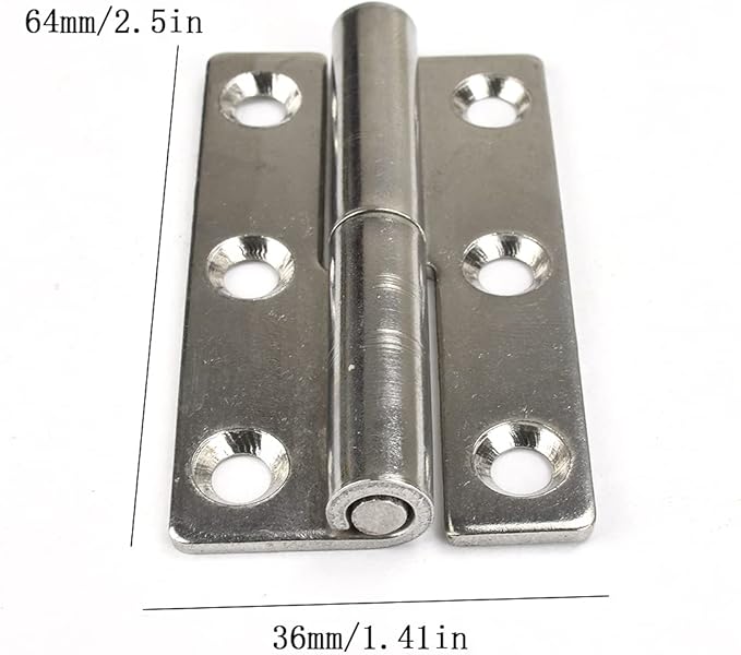 4Pcs 2.5" Detachable Stainless Flag Hinge, Rising Butt Left Handed Lift-Off Hinge