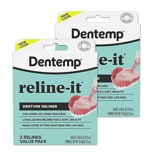 Dentemp Denture Reline Kit Value Pack - Advanced Formula Reline It Denture Reliner - Denture Kit to Refit and Tighten Dentures for Both Upper & Lower Denture (2 Pack (6 Relines))