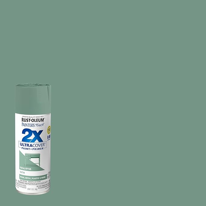 Rust-Oleum 383201 Painter's Touch 2X Ultra Cover Spray Paint, 12 oz, Satin Eucalyptus (Pack of 4)