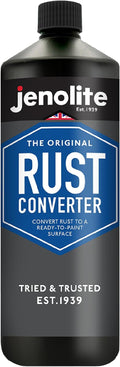 JENOLITE Rust Converter for Metal 1 Liter (33.8 fl oz). All in One Fast‑Acting Water‑Based Rust Reformer, Primer & Inhibitor. Converts Rust to a Paint Ready Surface. Made in Britain.