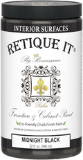 Retique It Chalk Furniture Paint, 32 Fl Oz (Pack of 1), 08 Midnight Black