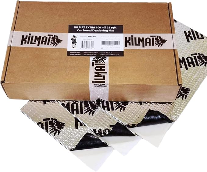 KILMAT Extra 100 mil (2.5 mm) 25 sqft (2.4 sqm) Car Sound Deadening Mat, Butyl Automotive Sound Deadener, Audio Noise Insulation and dampening