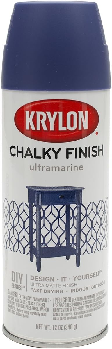 Krylon K04109000 Chalky Finish Spray Paint, Ultramarine, 12 Ounce, Aerosol