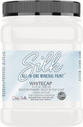 Dixie Belle Silk All-in-One Mineral Paint - Whitecap (32oz) - Bright White Water Based Built-In Primer + Topcoat for Wood + Metal - Durable Furniture Paint - Low Reflective Finish