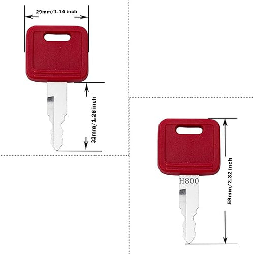 10Pcs H800 Ignition Key for John Deere Hitachi Kioti Excavator Case Dozer Fiat Tractors, AT194969 AT147803 4286465