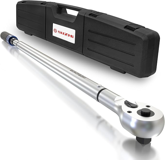 SuZhi 3/4 Inch torque wrench 100-600 ft lb /135.6-813.6 N.M/Aluminum Alloy handle & Cr-Mo Material Head, Heavy Duty, Professional,Dual Direction, Store in Solid Case