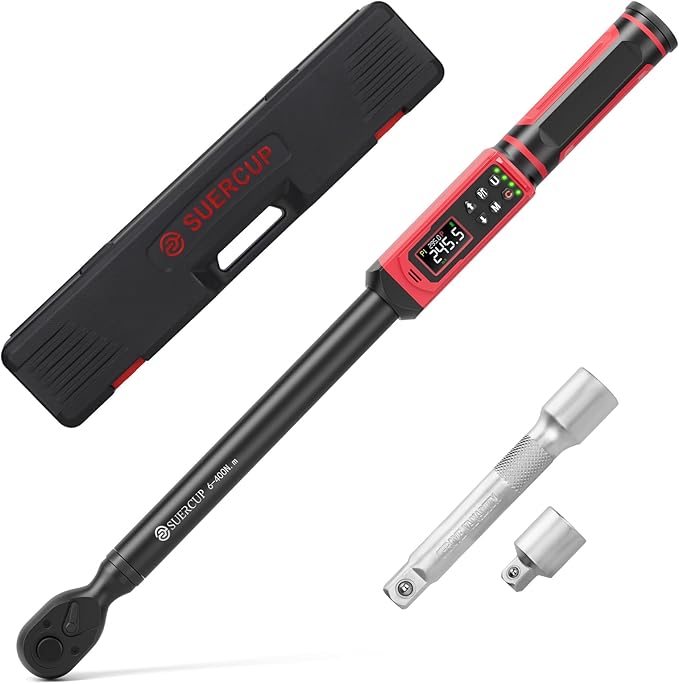 1/2" Digital Torque Wrench (4.4-295 Ft.lb / 6-400Nm) for Auto/Truck | ±1% Accuracy, Electronic Torque Wrench, Vibration/Buzzer/LED Alerts, 9 Presets & 5 Units, for Truck, Trailer & Heavy-Duty