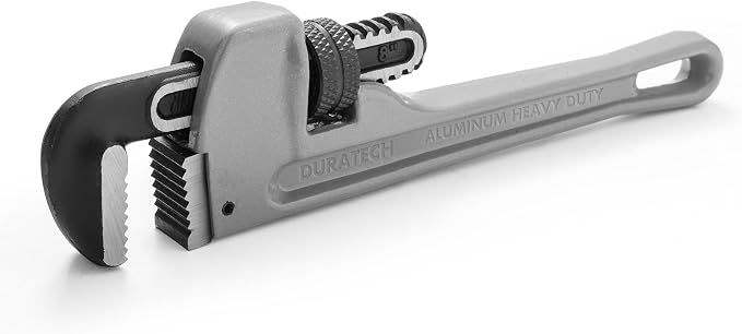DURATECH 8-inch Aluminum Straight Pipe Wrench, Adjustable Plumbing Wrench | Heavy Duty,Drop Forged, Exceed GGG standard