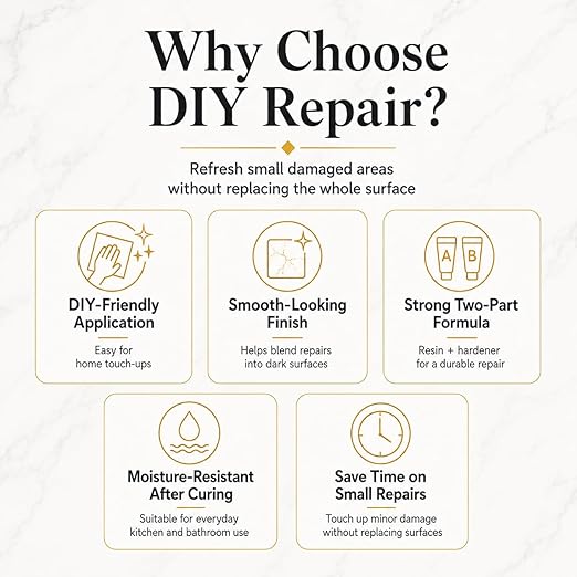 Black Tub&Tile Repair Kit – 5.6 oz Repair Kit for Bathtub, Tile, Countertop – Color-Matched for Black Porcelain, Fiberglass, Marble, Granite – Fix Cracks, Chips, Scratches – Waterproof DIY