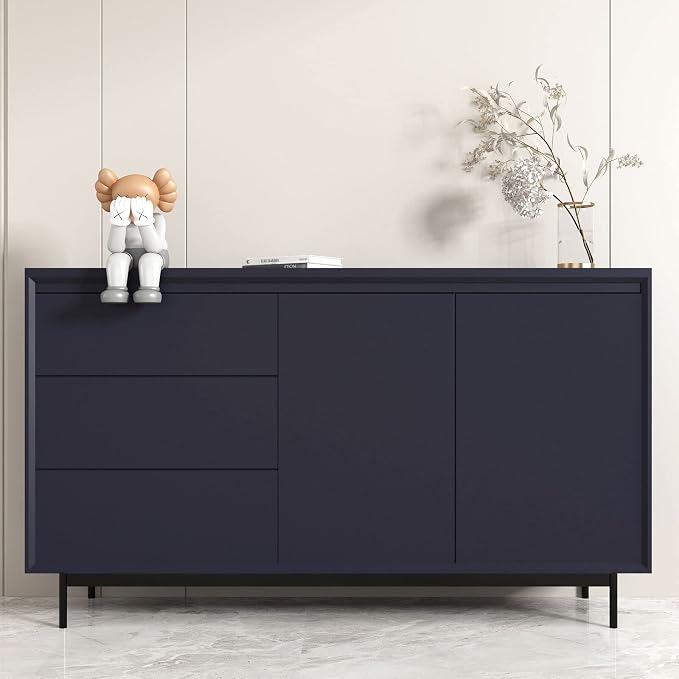 24x200 inch Dark Blue Peel and Stick Wallpaper Adhesive Solid Color Kitchen Cabinet Vinyl wrap Waterproof Peel and Stick Contact Paper for cabinets Dark Blue wall Paper Removable