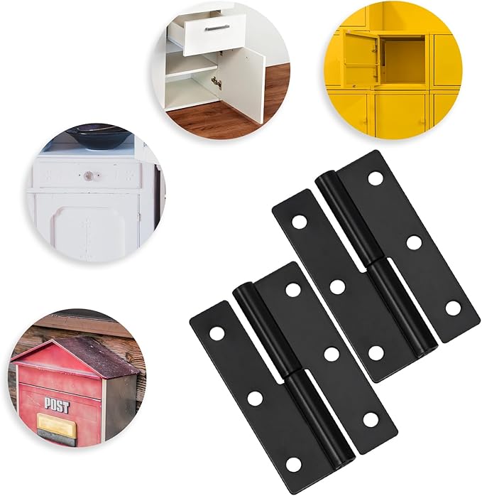 2 PCS Black Lift Off Hinge 2.5Inch Stainless Steel Detachable Small Lift Off Hinges Left Handed Slip Joint Flag Hinges Rising Butt Door Hinges
