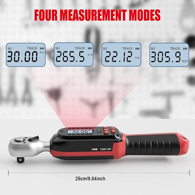 VANPO 1/4 Inch Digital Torque Wrench, 1.1-22.1 Ft-lbs/1.5-30Nm, with Preset Values, 2% Accuracy, Buzzer and LED Notification, Small Electronic Torque Wrench for Bicycles | 1.5-30 N.m Electronic Torque Wrench Set with Preset Values, 2% Accuracy, Buzzer ...