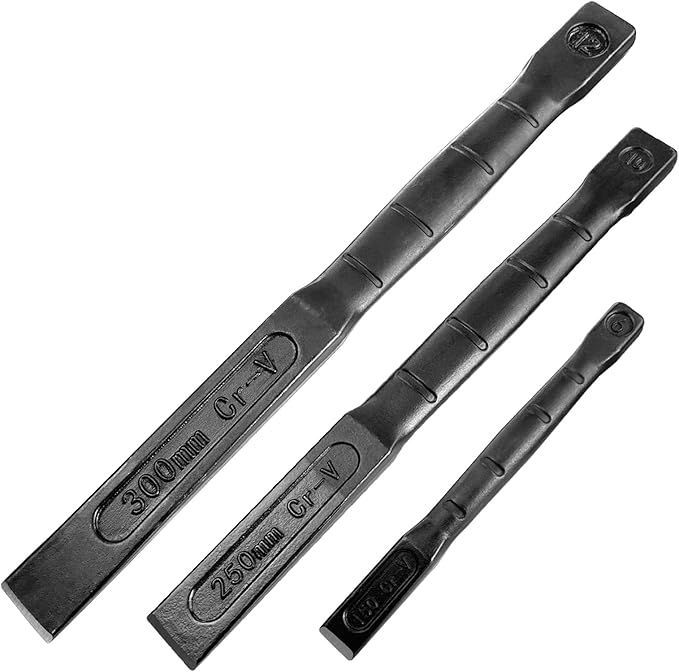 WEDO 3PCS Flat Chisel Set, 6",10",12", Industrial grade, CR-V Steel, Die-forged, Heat Treatment, Surface Black Polishing