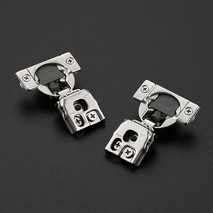 30 Pack 15 Pairs 1 Inch Overlay Soft Close Hinges for Kitchen Cabinet - Satin Nickel Hidden Concealed Hinge - Stainless Steel Self Closing