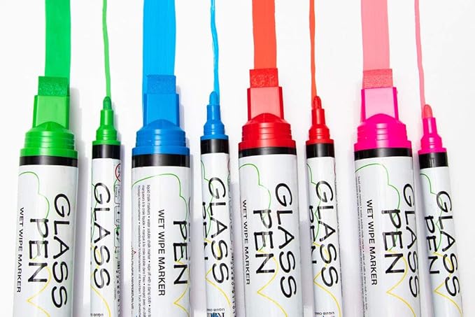 Glass Pen Window Marker: Liquid Chalk Pens for Glass, Whiteboard Markers with Washable Paint - Graduation, Car Windows, Mirror Pen, Storefront, Wedding, Parade, Party & Holiday (Yellow, Jumbo Tip)