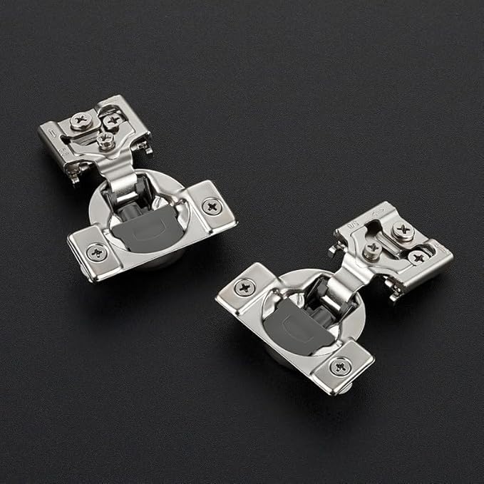 50 Pack 25 Pairs 5/8 Inch Overlay Soft Close Hinges for Kitchen Cabinet - Satin Nickel Hidden Stainless Steel Concealed Self Closing Hinge
