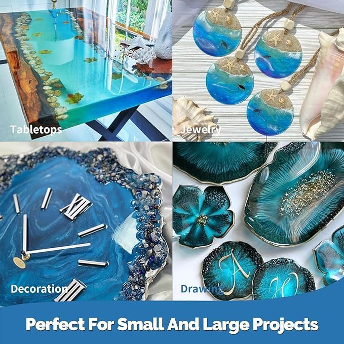 JANCHUN Crystal Clear Epoxy Resin Kit 72oz, Bubble-Free, Anti-Yellowing, Self Leveling Easy Mix 1:1 Coating and Casting Resin for Table Top, Molds, Tumbler Crafts, Painting, Jewelry, DIY Gifts