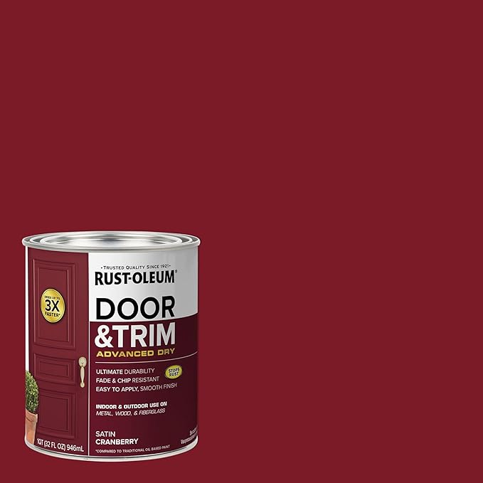Rust-Oleum 369385 Advanced Dry Door & Trim Paint, Quart, Satin Cranberry