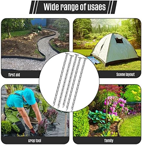 Nuenen 225 Pack 6 Inch Spiral Metal Landscape Spikes Artificial Turf Stakes Galvanized Grass Nails Heavy Duty Landscape Edging Anchoring Spikes for Artificial Turf Weed Barriers Paver Carpentry Tent