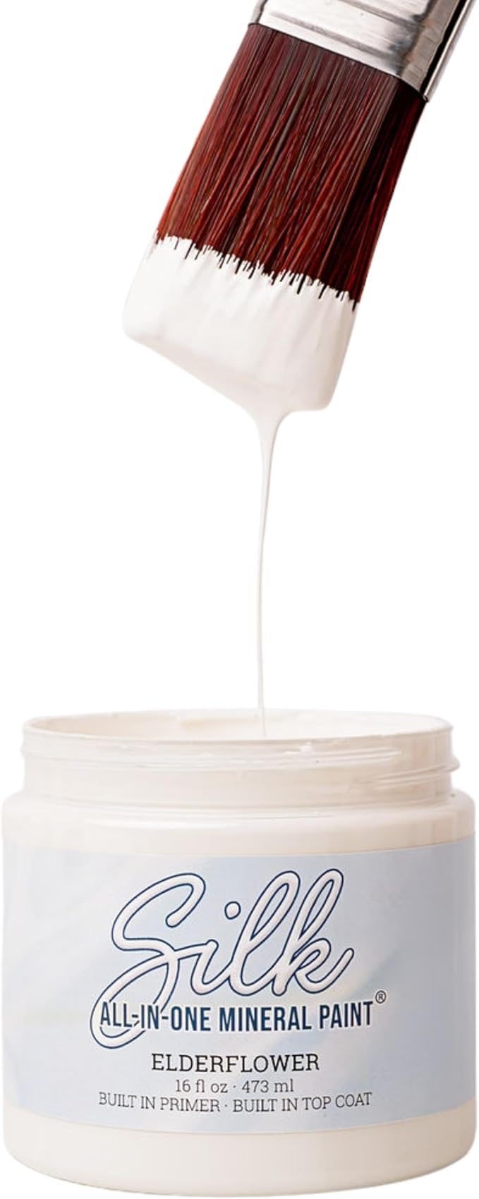 Dixie Belle Silk All-in-One Mineral Paint | Elderflower (16oz) | Warm Creamy White All-in-One Water Based Primer + Topcoat | Durable Furniture Paint | Low Reflective Finish