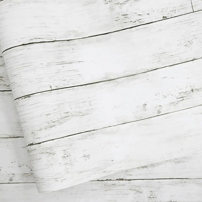 Shiplap Peel and Stick Wallpaper, Contact Paper for Classroom Home Decor | 17.7"x511" Removable Self-Adhesive White Wood Plank Film, Farmhouse Decor for Bulletin Board Desk Cabinet & Home Renovation