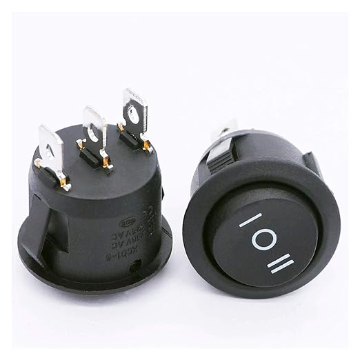 TWTADE / 4Pcs Momentary Boat Rocker Switch 3 Pin 3 Position(ON)-Off-(ON) SPDT Mini Car Auto Boat Round Rocker Toggle Switch 6A 250VAC/10A 125VAC KCD1-5-123